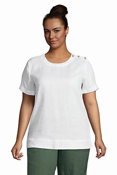 Leinen-Shirt mit Schulterknöpfen in großen Größen, Damen, Größe: 48-50 Plus günstig online kaufen