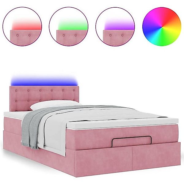 vidaXL Bett Ottomane Bett mit Matratze & LEDs Rosa 120x190 cm Samt günstig online kaufen