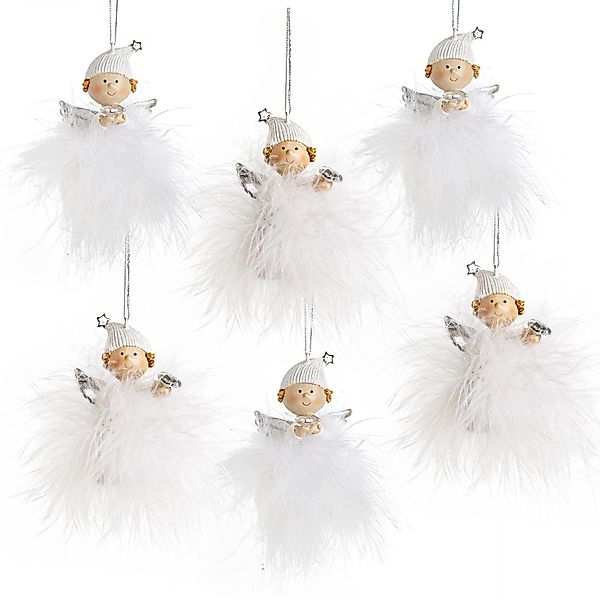 Logbuch-Verlag Dekofigur 6 Engel Anhänger weiß günstig online kaufen