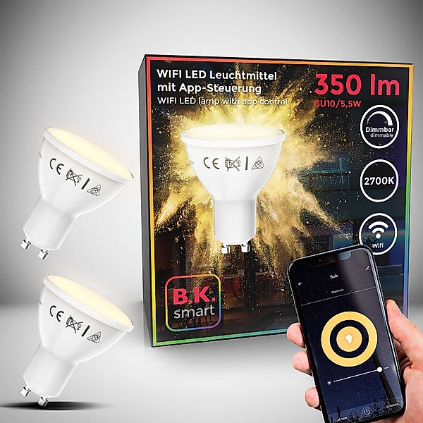 B.K.Licht LED-Leuchtmittel, GU10, 2 St., Warmweiß, günstig online kaufen