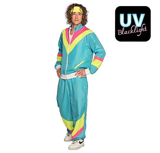 Boland Kostüm Trainingsanzug 'Retro Man' für Herren, Neonblau - günstig online kaufen