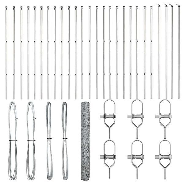 vidaXL Zaunpfosten Silber 50 x 1,2 m 50 mm Gitter Stahl 3352997 günstig online kaufen