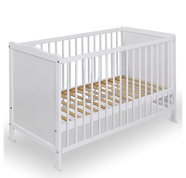 jonka Babybett Sina Kiefer - Weiß, Kinderbett 60 x 120 cm mit Schlupfspross günstig online kaufen