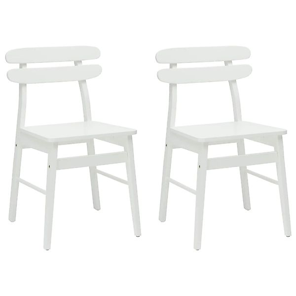 vidaXL Esszimmerstuhl 2 Stk Weiß Massives Gummiholz 42020516 günstig online kaufen