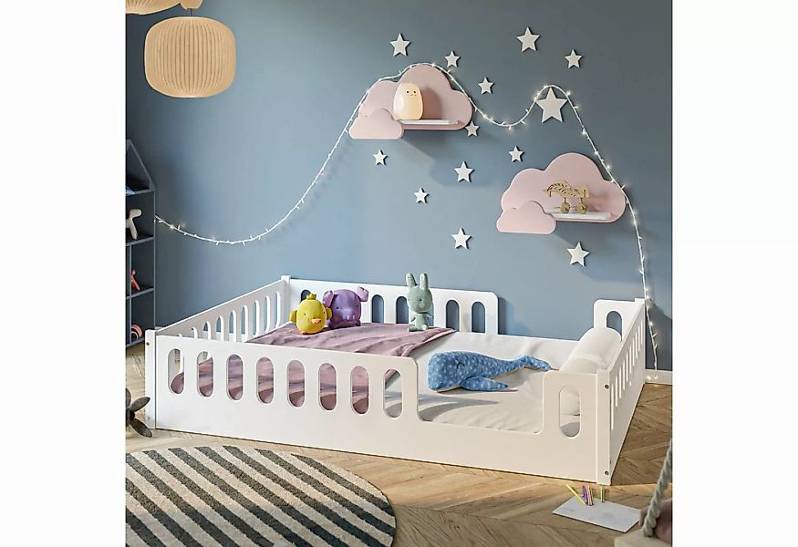 CADANI Kinderbett Monte 80x160 cm - 140x200 cm weiß (140x200, abnehmbarer R günstig online kaufen