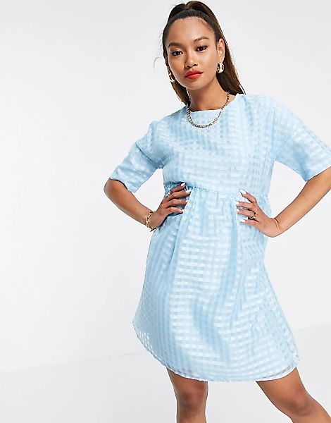 Urban Threads – Oversize-Hängerkleid mit Vichy-Karos in Blau günstig online kaufen
