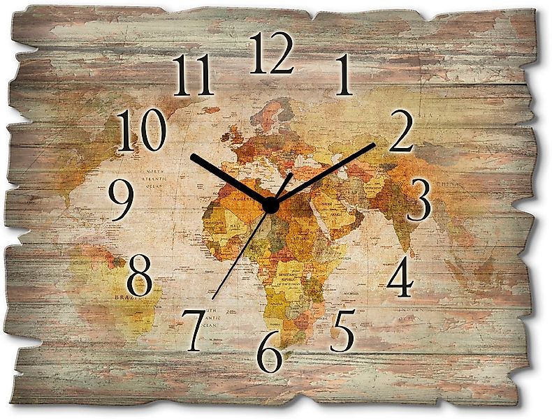 Artland Wanduhr Weltkarte (wahlweise mit Quarz- oder Funkuhrwerk, lautlos o günstig online kaufen