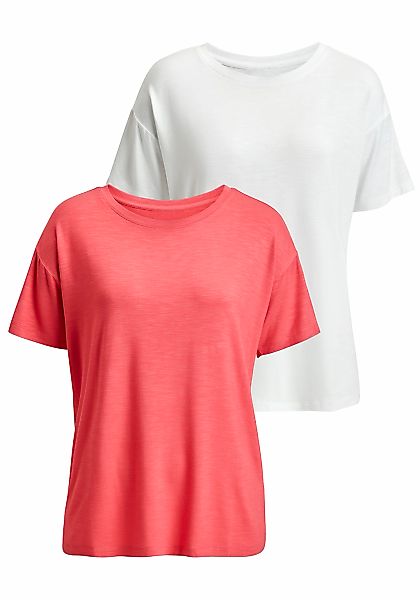 Beachtime T-Shirt "in lässiger Passform" Packung, 2 aus elastischer Viskose günstig online kaufen