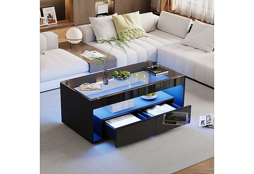 REDOM Couchtisch Hochglanz Wohnzimmertisch (doppelstöckiger Satztisch, Beis günstig online kaufen