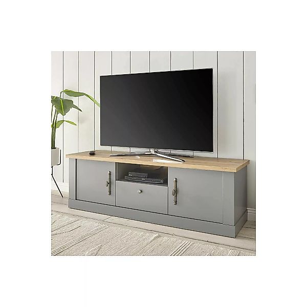 Wohnzimmer Landhaus TV Lowboard in grau mit Artisan Eiche Nb. CHATHAM-61, B günstig online kaufen