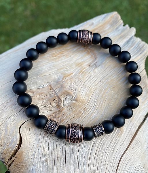 NAHLE Perlenarmband Naturstein Wikinger Onyx Armband günstig online kaufen