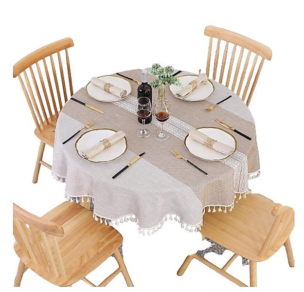 FELIXLEO Tischdecke Tischdecke Rund 140 cm Abwaschbar Baumwolle Staubdicht günstig online kaufen