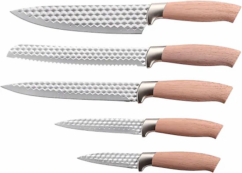 KING Messer-Set »NATURELLE« Messerklingen mit Wabenstruktur, Holz-Optik Gri günstig online kaufen