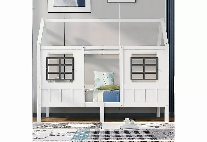 Fangqi Hausbett 200 x 90 cm großes Kinderbett mit 2 Fenstern, Einzelbett in günstig online kaufen