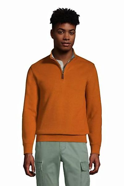 Melierter Zipper-Pullover aus Bedford-Ripp, Herren, Größe: XXL Normal, Beig günstig online kaufen