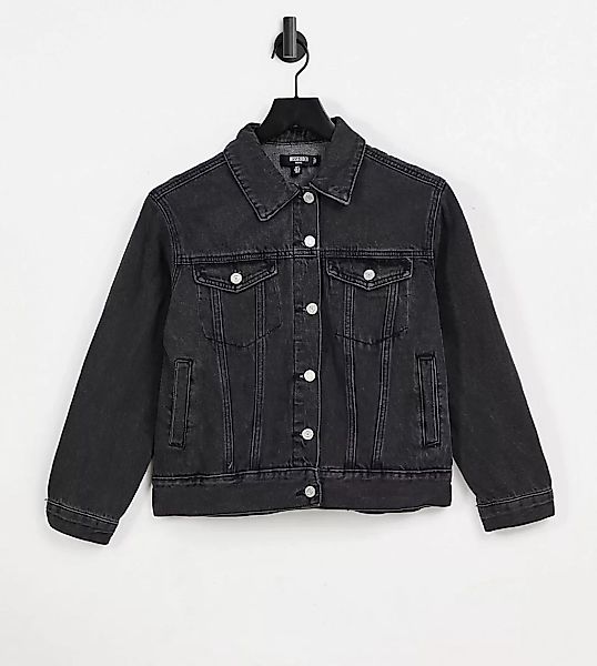 Missguided Petite – Schwarze Oversize-Jacke aus Jeansstoff günstig online kaufen