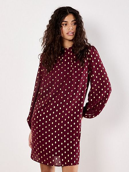 Apricot Chiffonkleid Minikleid mit Goldfoliendruck günstig online kaufen