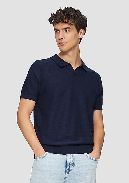 s.Oliver Kurzarmshirt Strickpullover Gestricktes Poloshirt mit Flammgarnstr günstig online kaufen