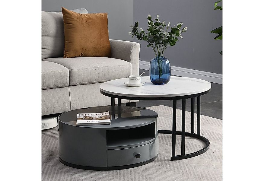 REDOM Couchtisch Satz Marmor Furnier Sofa Seite Nest von Tischen Runde Endt günstig online kaufen