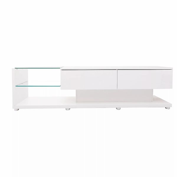 TV-Schrank Hochglanz mit LED-Beleuchtung und Glasregalen, Modernes Design, günstig online kaufen