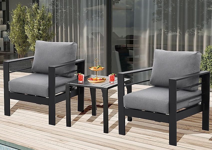 MeXo Gartenstuhl Balkonmöbel Set 2 Sitzer günstig online kaufen