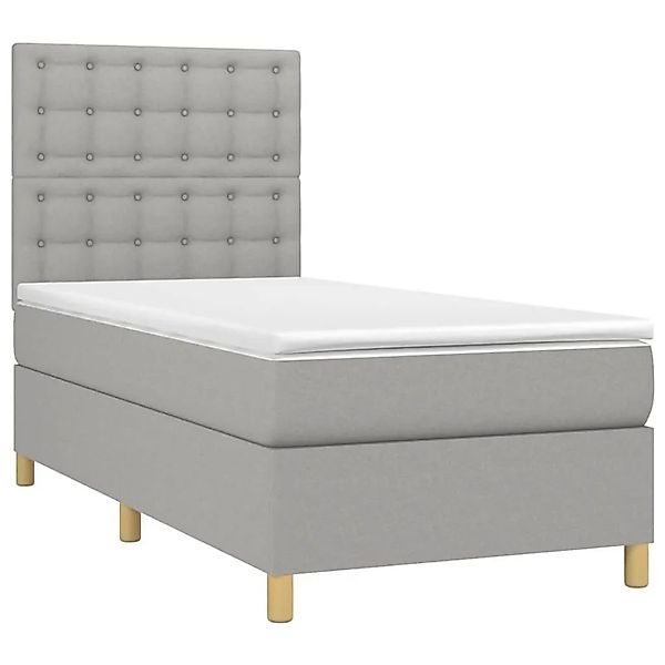 vidaXL Boxspringbett mit Matratze Hellgrau 90x190 cm Stoff 3142617 günstig online kaufen