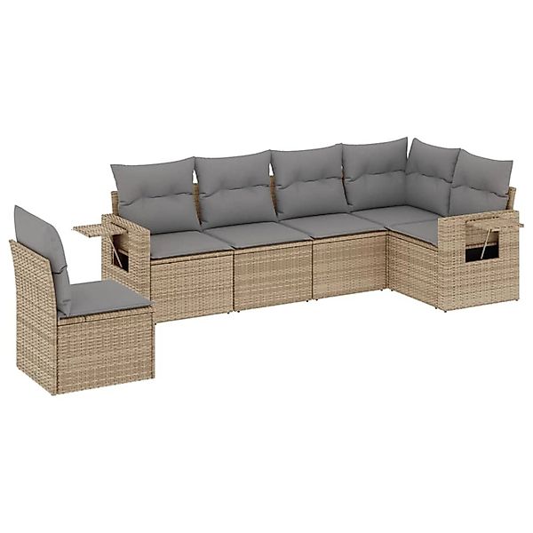 vidaXL 6-Tlg Garten-Sofagarnitur mit Kissen Beige Poly Rattan 3220228 günstig online kaufen