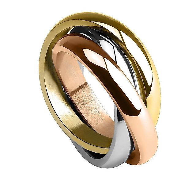 Taffstyle Fingerring Damenring vergoldet Tricolor Dreifach Dreier Ring Größ günstig online kaufen