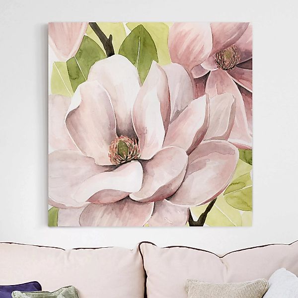 Leinwandbild Blumen - Quadrat Magnolie errötet I günstig online kaufen