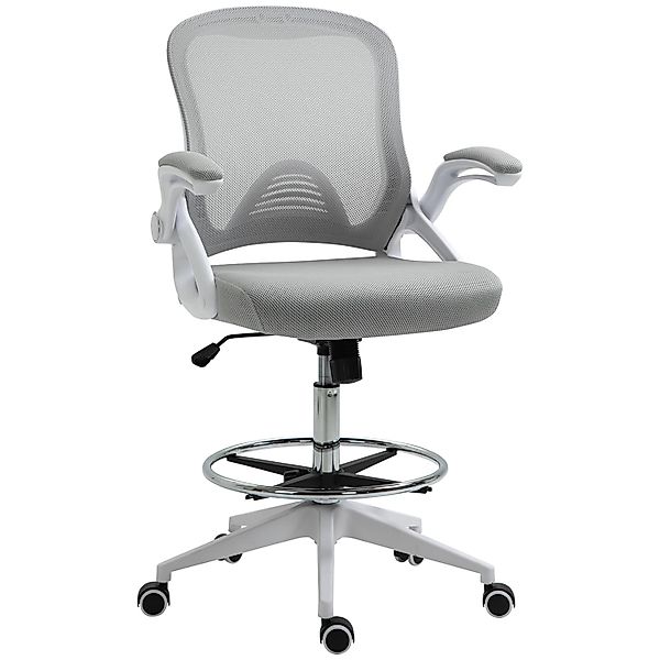 Vinsetto Bürostuhl Polyester Kunststoff 64L x 60B x 106-126H cm Hellgrau günstig online kaufen