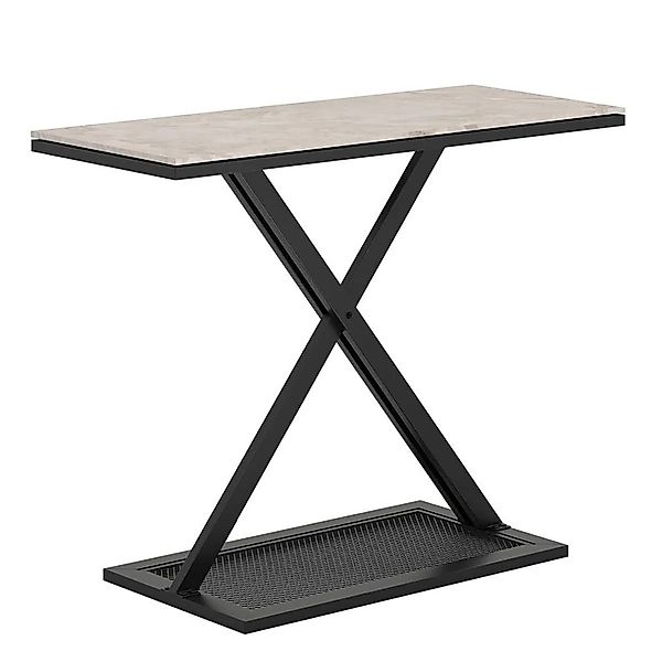 Costway Konsolentisch mit X-Formigem Metallgestell Modern Schwarz günstig online kaufen