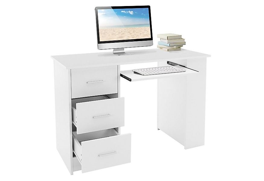 ML-DESIGN Schreibtisch Bürotisch mit 3 Schubladen, 3 Regale und Tastaturaus günstig online kaufen