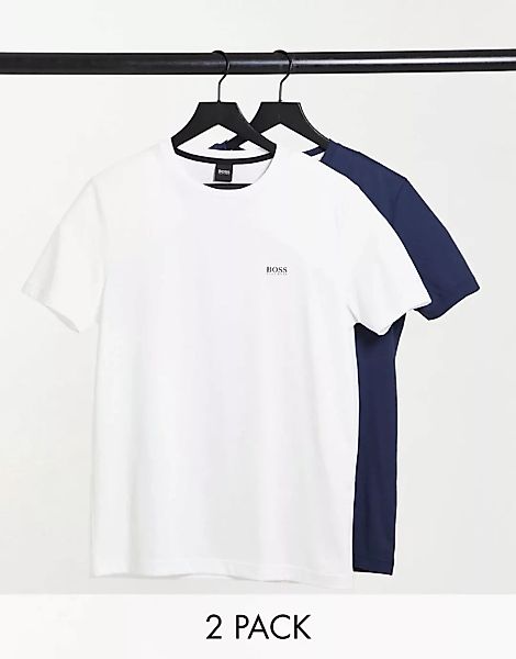 BOSS – Athleisure – T-Shirts im 2er-Pack in Weiß und Marineblau günstig online kaufen
