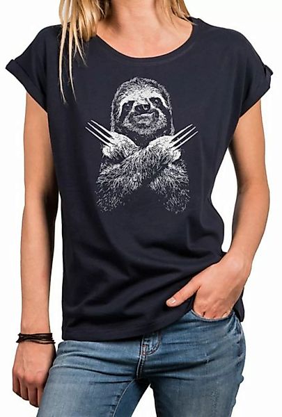 MAKAYA Print-Shirt Damen Top Tiermotiv Faultier Lustig Ausgefallen Cool Auf günstig online kaufen