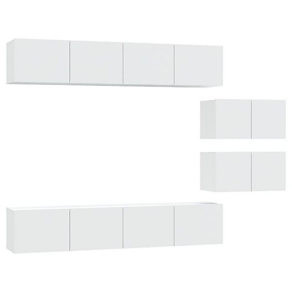 vidaXL TV-Schrank 6-tlg. TV-Schrank-Set Weiß Holzwerkstoff (6-St) günstig online kaufen
