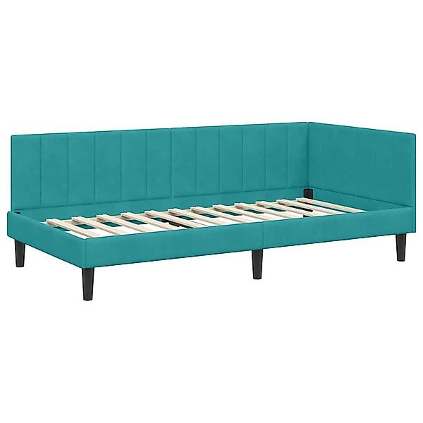vidaXL Bett Eckbettgestell mit Kopfteil Türkis günstig online kaufen