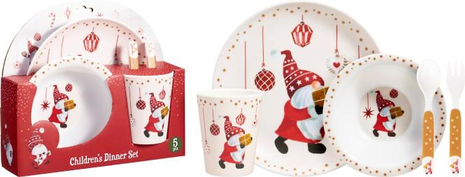 KINDER GESCHIRRSET 1 Stück Weihnachtsmann 5-tlg 3 Sorten unsortiert günstig online kaufen
