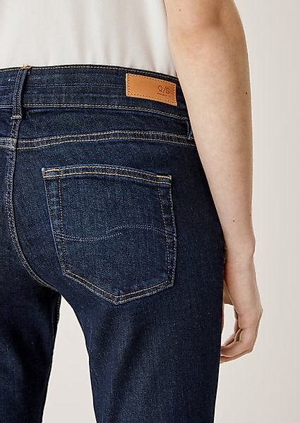 QS Stoffhose Jeans Sadie / Skinny Fit / Mid Rise / Skinny Leg Leder-Patch günstig online kaufen