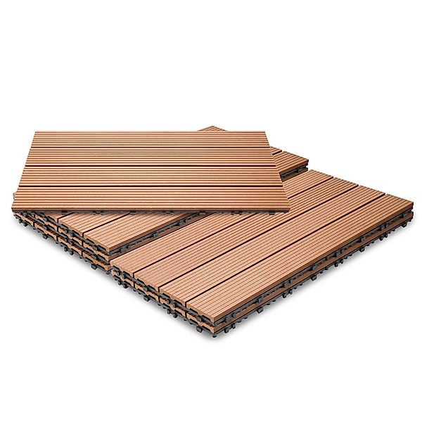 Clanmacy Holzfliesen WPC Terrassenfliesen Holzfliesen 60x30cm günstig online kaufen