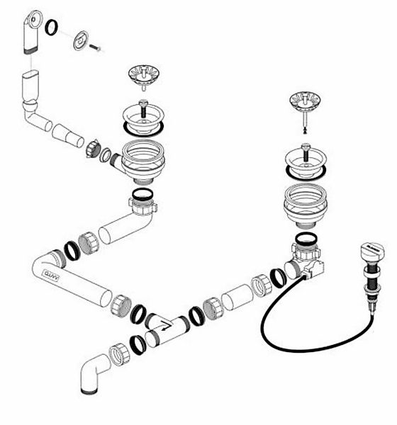 Blanco Einbauspüle BLANCO Ablaufgarnitur 2 x 3,5'' mit Ablauffernbedienung günstig online kaufen