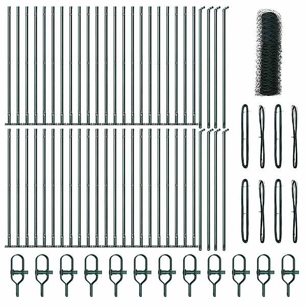 vidaXL Zaunpfosten Grün 100 x 0,6 m 50 mm Masche Stahl und PVC 3353583 günstig online kaufen