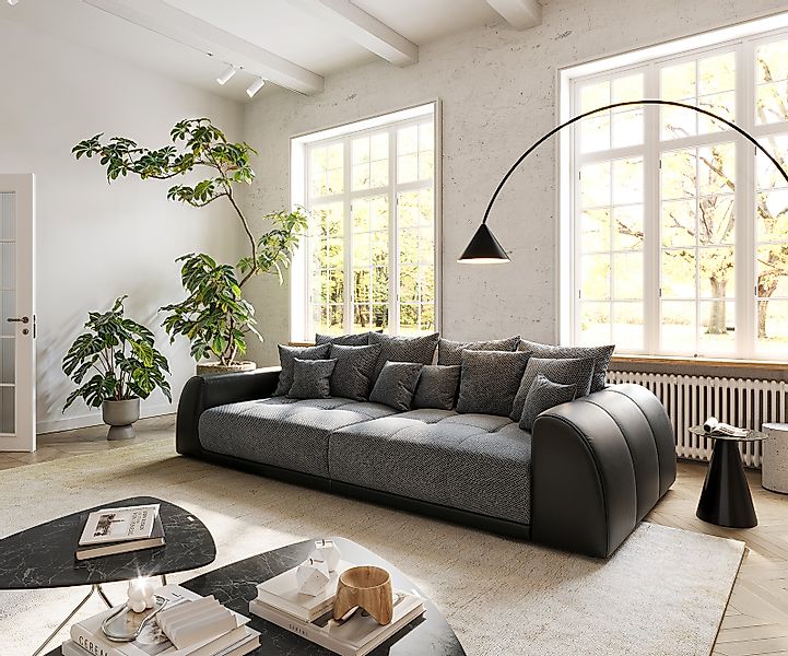 Big-Sofa Violetta 310x135 cm Schwarz inklusive Kissen günstig online kaufen
