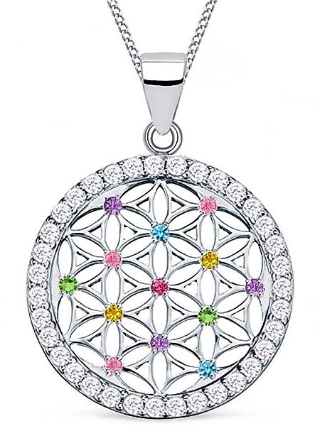 Goldene Hufeisen Kette mit Anhänger Lebensblume günstig online kaufen