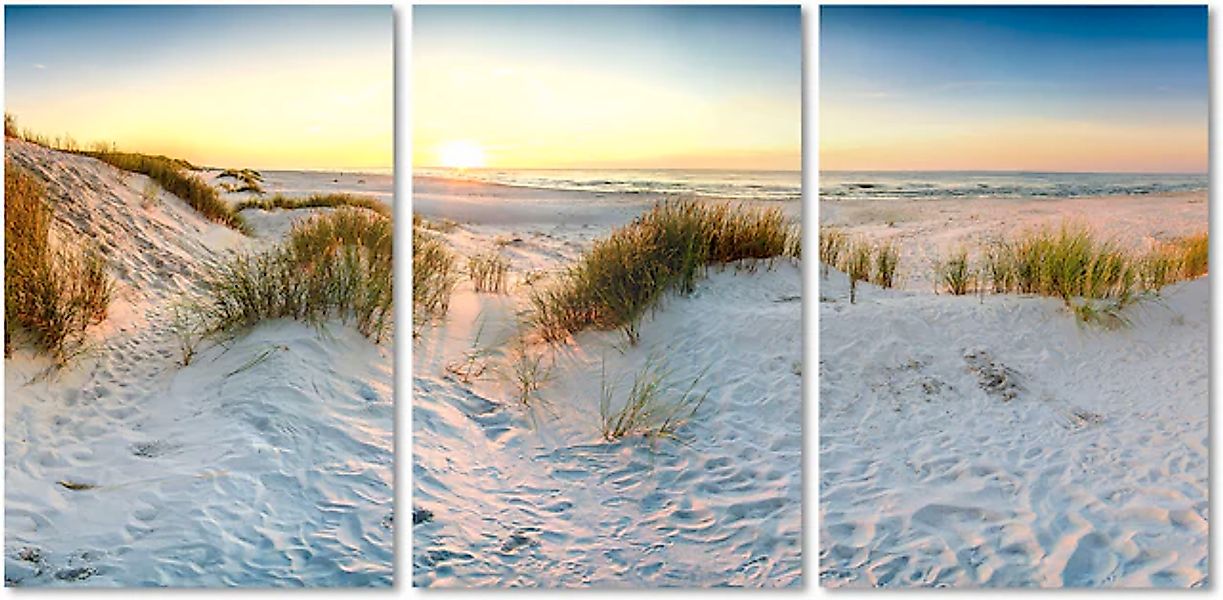 queence Acrylglasbild »Sunset Beach 3-teilig«, Strand-Meer-Meer Bilder-Himm günstig online kaufen