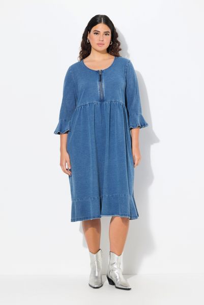 Ulla Popken Jerseykleid Midikleid Zipper A-Linie günstig online kaufen