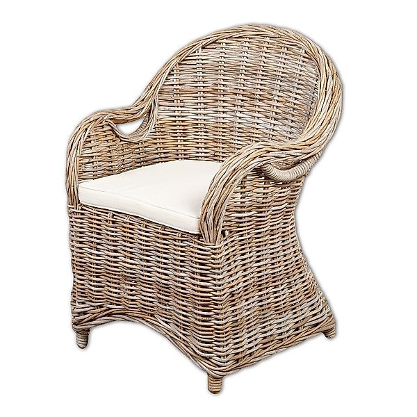 LebensWohnArt Sessel Rattan-Sessel CHARLOTTE Natural Grey günstig online kaufen