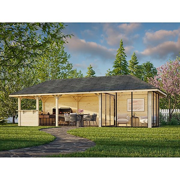 Palmako Pavillon Bianca Set 516 Slide Plus 876 x 300 cm Lackiert Weiß FSC® günstig online kaufen