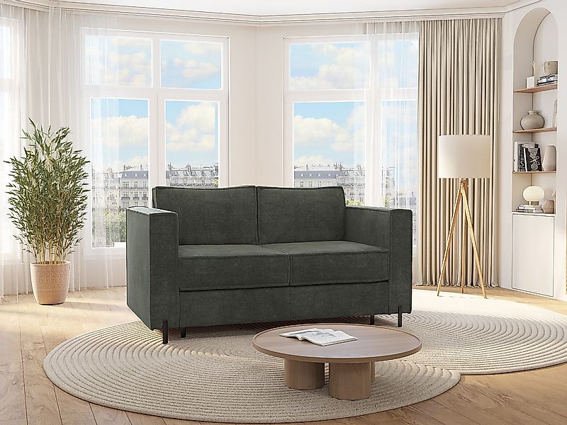 Schlafsofa mit Matratze 3-Sitzer - Strukturstoff - Grün - Liegefläche 140 c günstig online kaufen