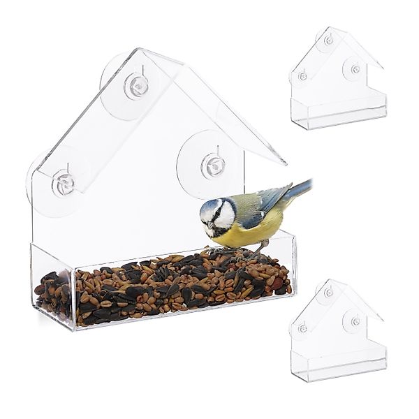 relaxdays Vogelhaus 3 x Fenster-Vogelfutterhaus günstig online kaufen