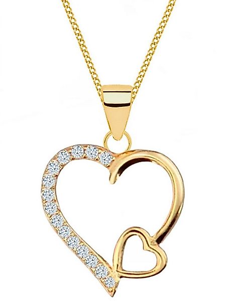 Goldene Hufeisen Kette mit Anhänger Romantische vergoldete Herzkette mit zw günstig online kaufen